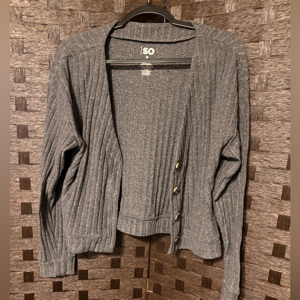 SO grey cropped cardigan